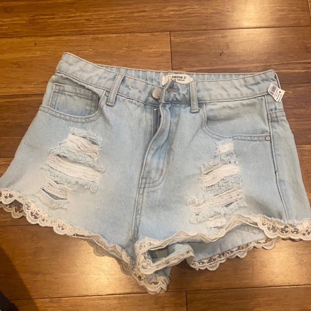 Forever 21 High Waist Light wash shorts